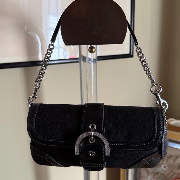 Vintage Y2K Coach Soho Madison signature satin crystal convertible flap clutch - Picture 13 of 15